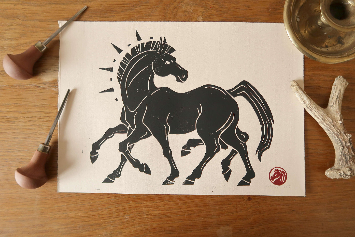 Sleipnir - Linocut print