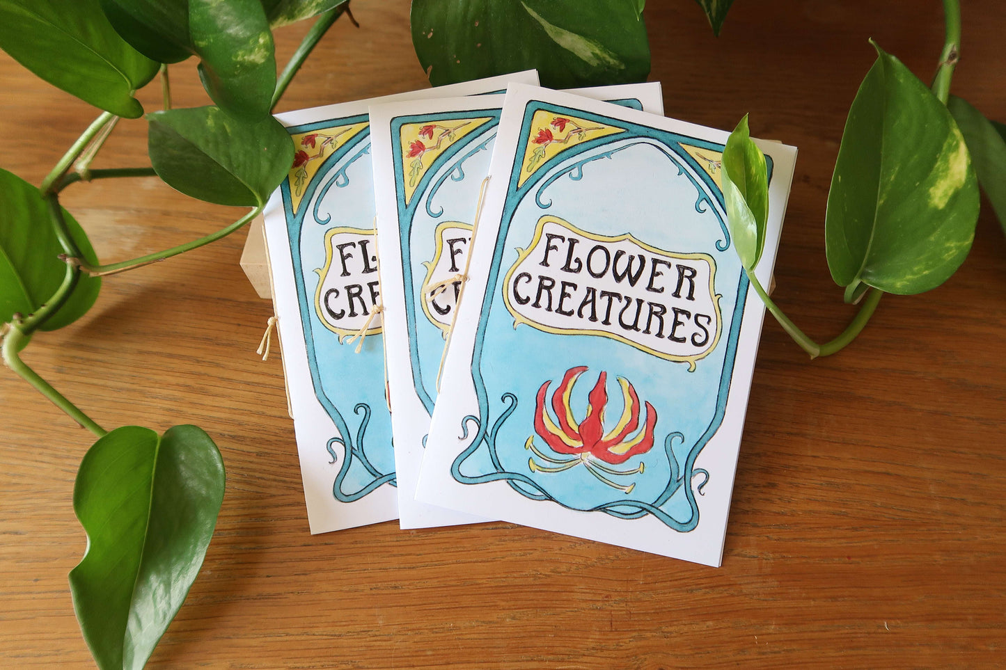 Illustrated Zine - Flower creatures in art nouveau style - A6 size