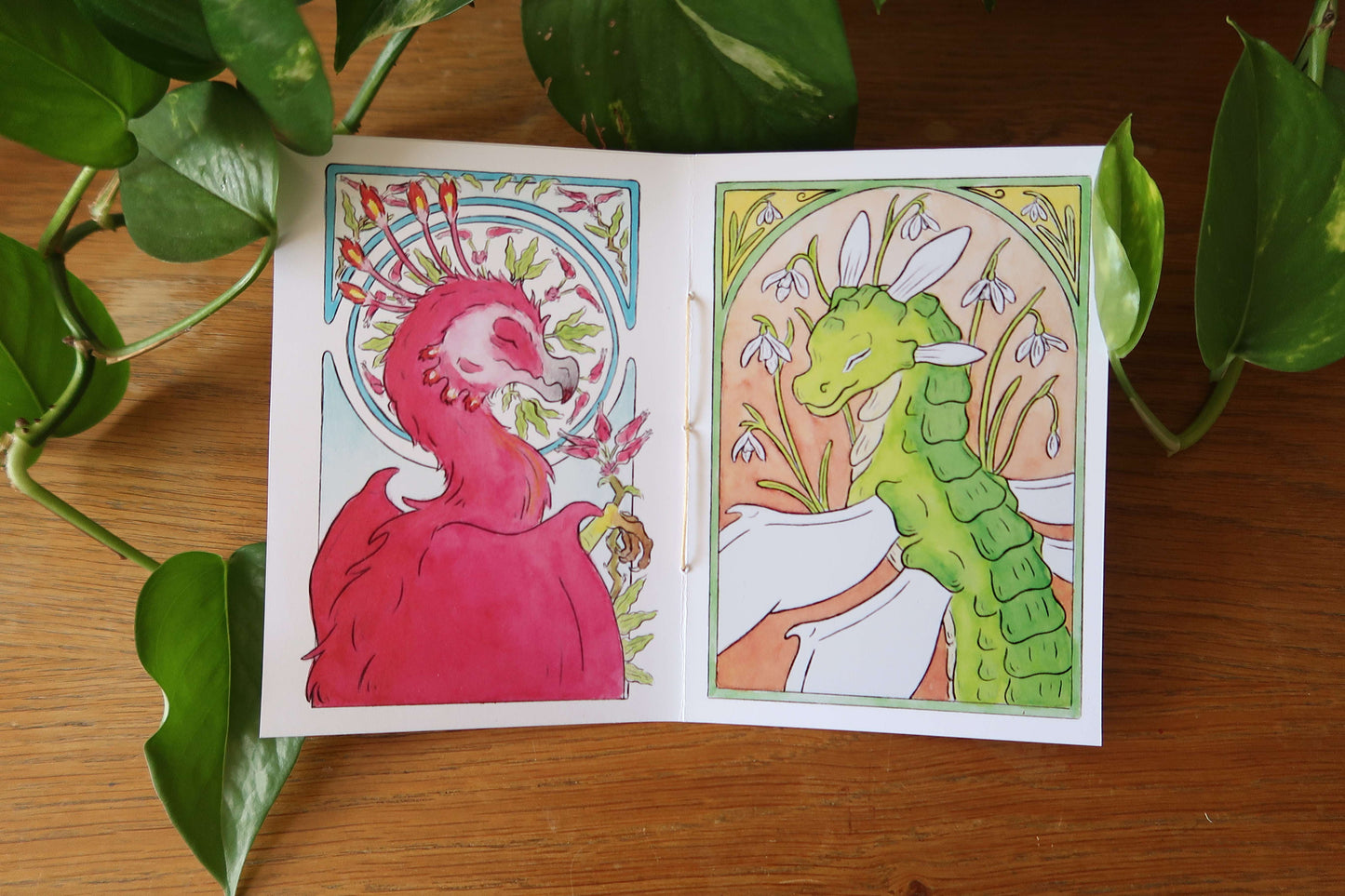 Illustrated Zine - Flower creatures in art nouveau style - A6 size