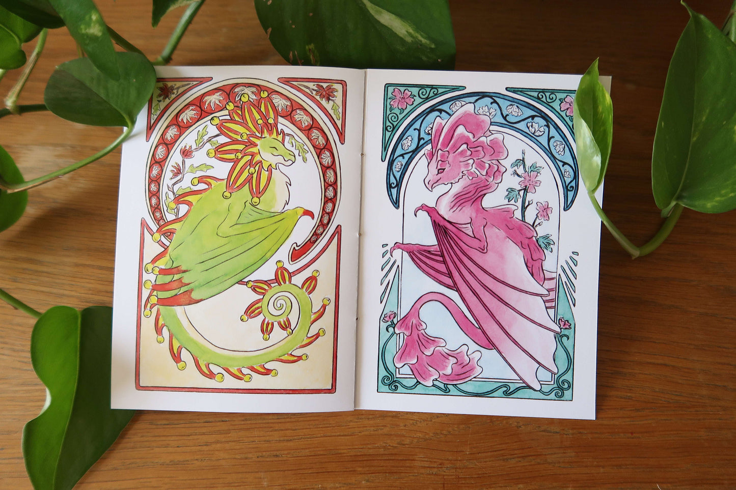 Illustrated Zine - Flower creatures in art nouveau style - A6 size