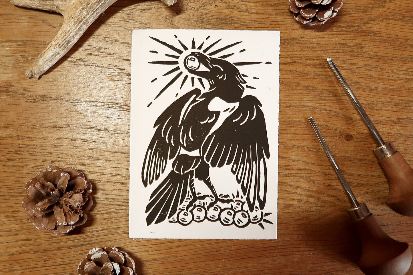 Magpie The collector - Linocut print