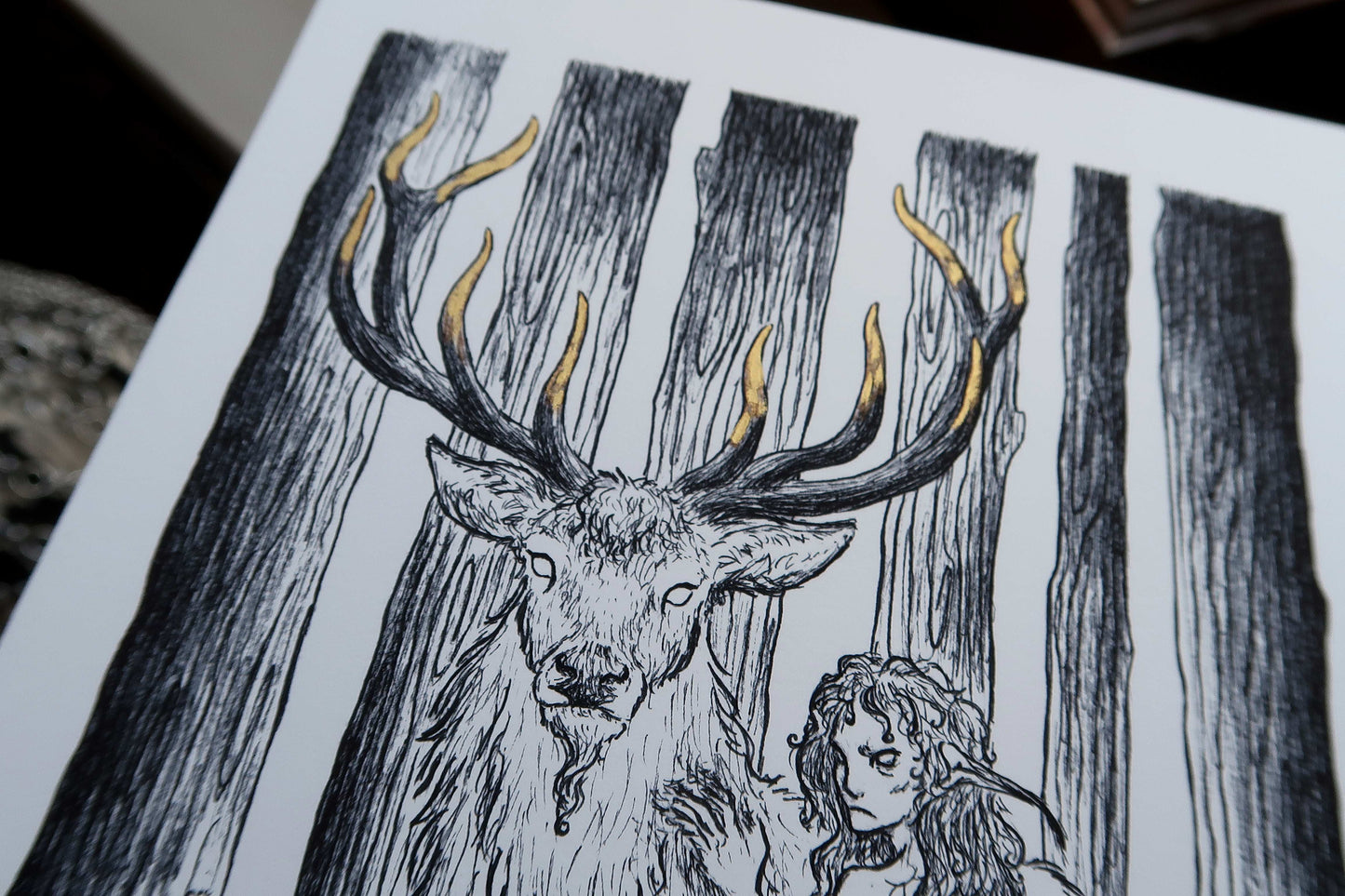 Deer and fairy - A5 Print