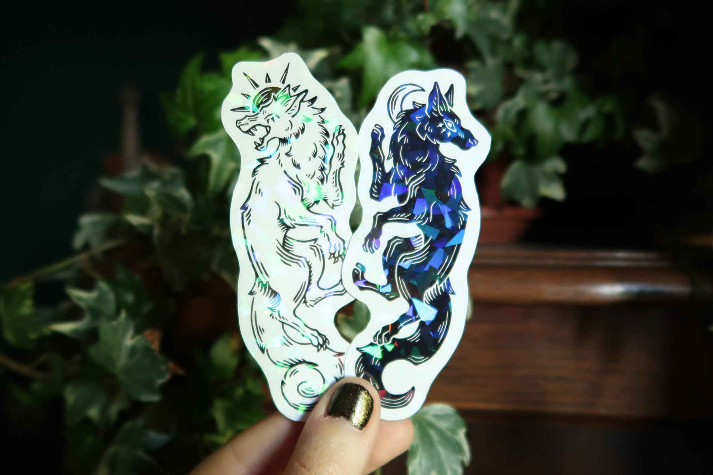 Sparkly skoll and hati - Stickers