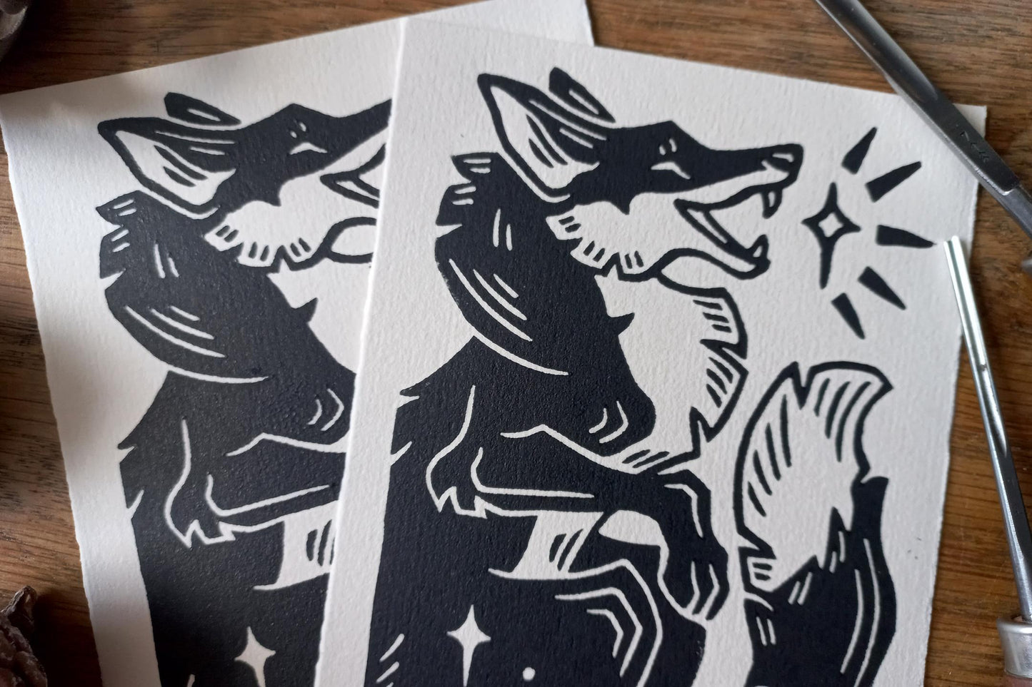 Star fox - Linocut print