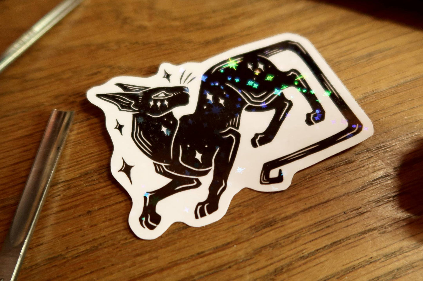 Sparkly starry cat- Sticker