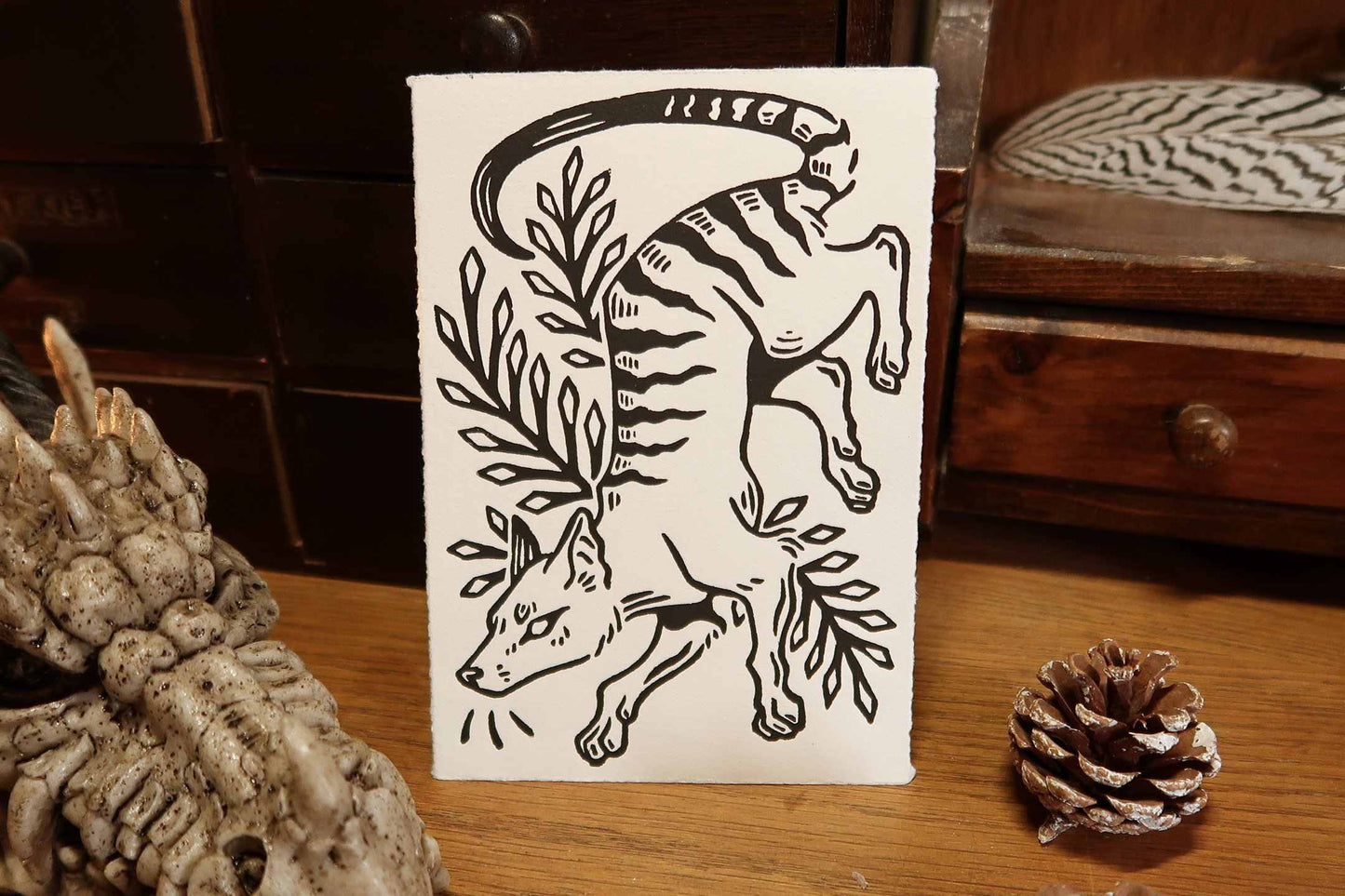 Thylacine - Linocut print