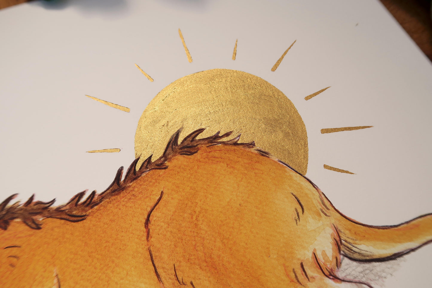 Desert unicorn - Print A5 or A4 with hand-embellished golden details