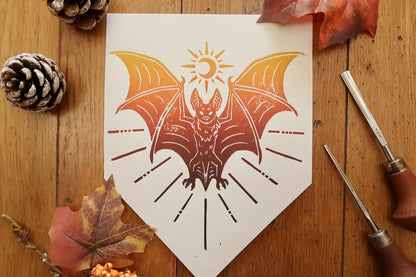 Halloween Bat - Linocut print