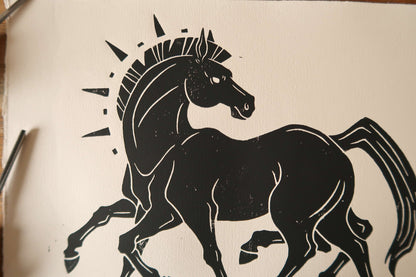 Sleipnir - Linocut print