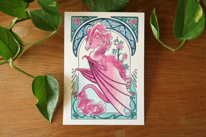 Frilled clown wyvern or Common mallow dragon - A5 Print