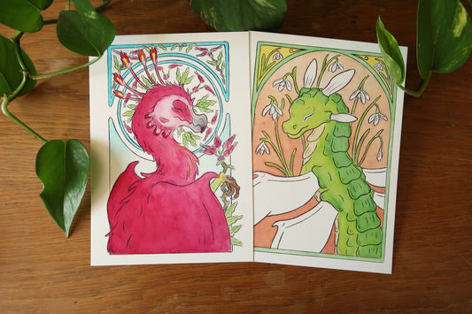 Snowdrop dragon or Pink devil - A5 Print