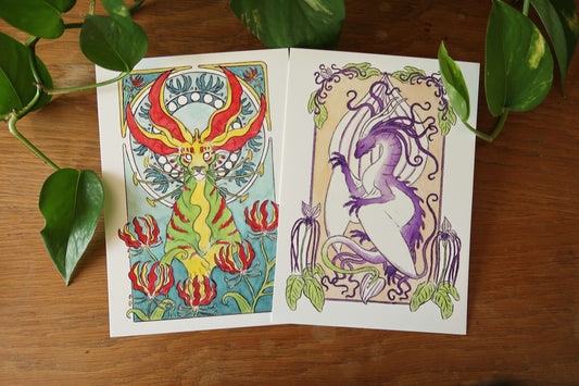 Whiskered barbtail or Wine wyver - A5 Print