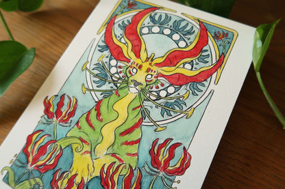 Whiskered barbtail or Wine wyver - A5 Print
