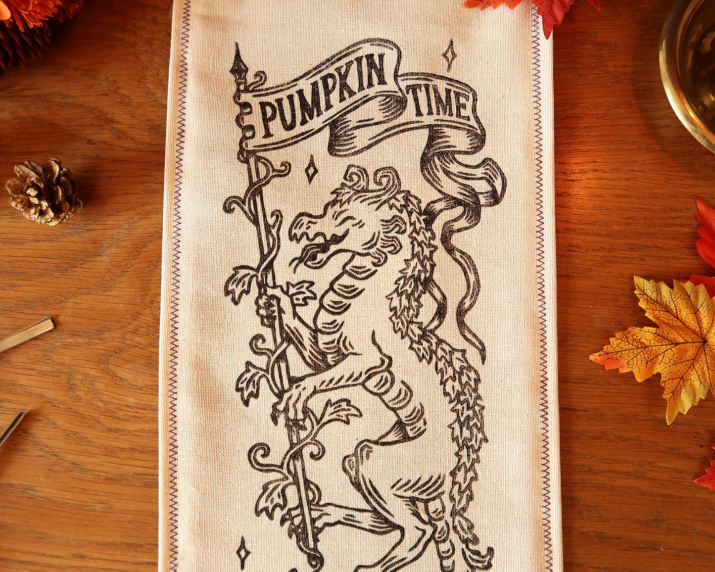 Pumpkin dragon time - Linocut Banner - Limited edition
