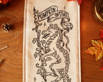 Pumpkin dragon time - Linocut Banner - Limited edition