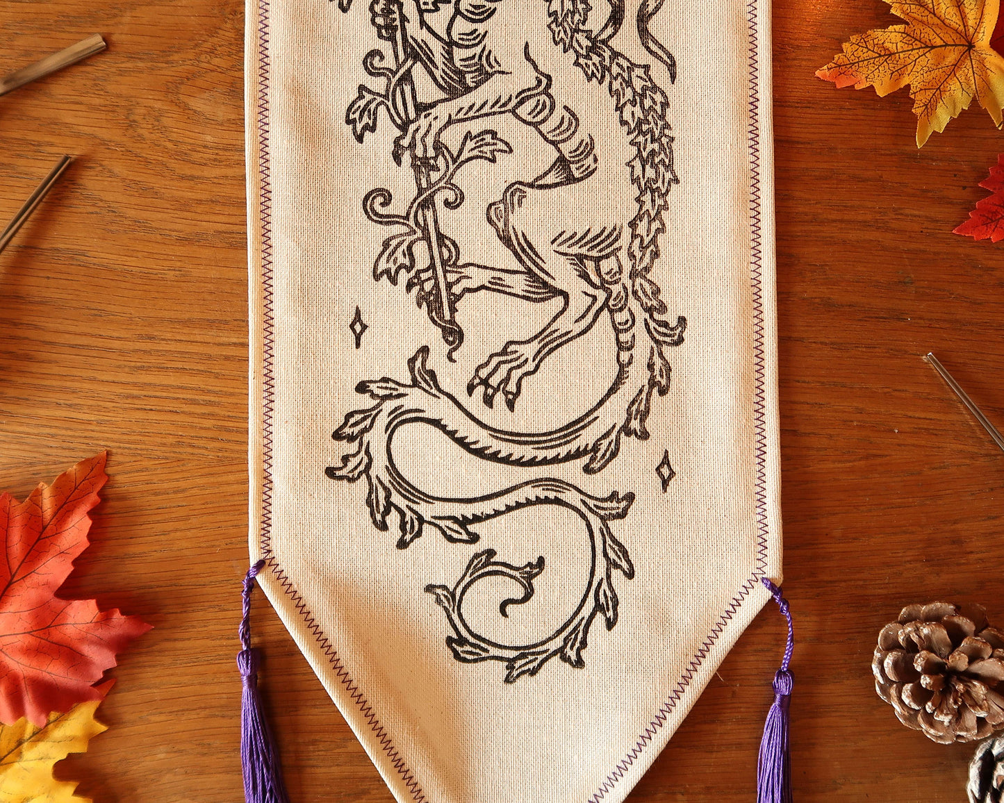 Pumpkin dragon time - Linocut Banner - Limited edition