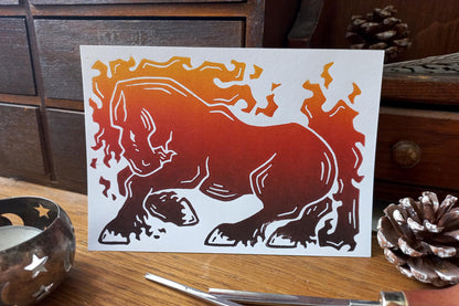 Fire horse - Linocut print