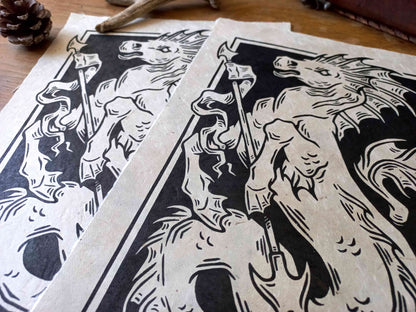 The hippocampus - Linocut print