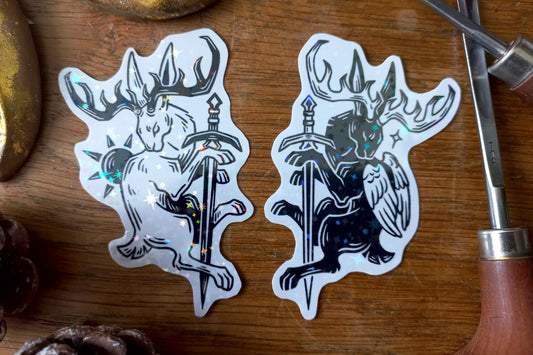 Sparkly Jackalope and Wolpertinger- Stickers set or sticker