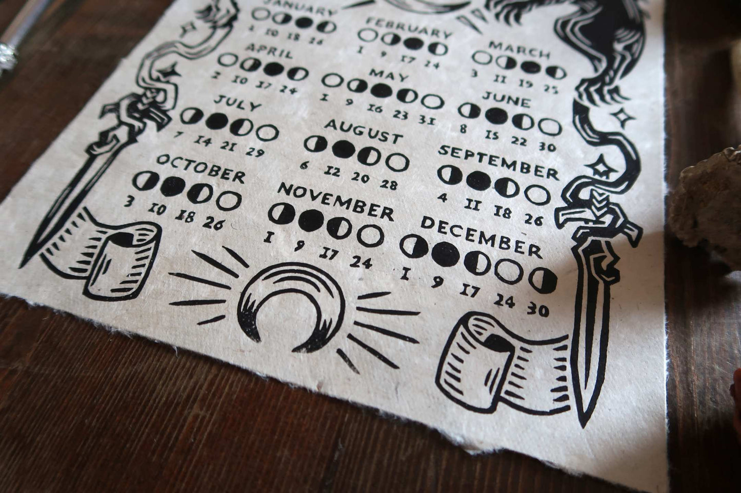 2026 Lunar Calendar - Linocut print