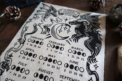 2026 Lunar Calendar - Linocut print