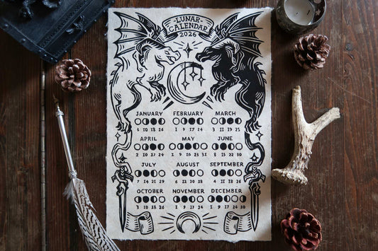 2026 Lunar Calendar - Linocut print