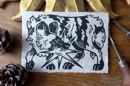 Painted dog/lycaon - Linocut print