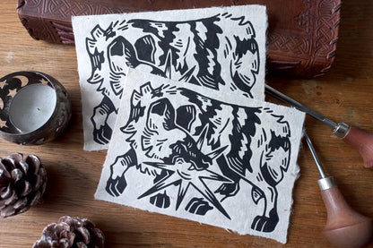Painted dog/lycaon - Linocut print
