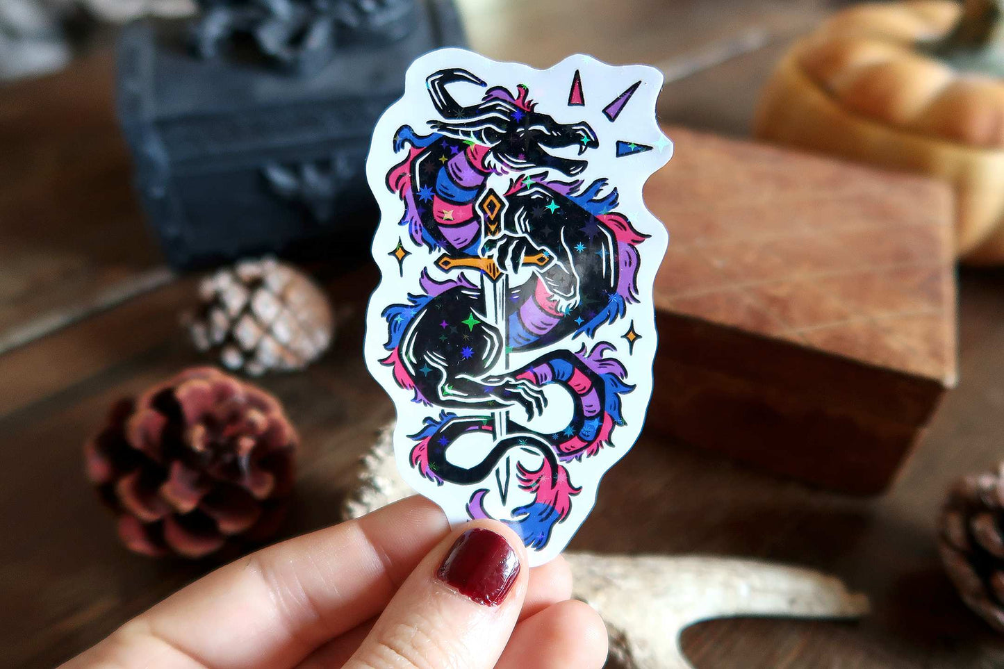 Sparkly pride dragons - stickers