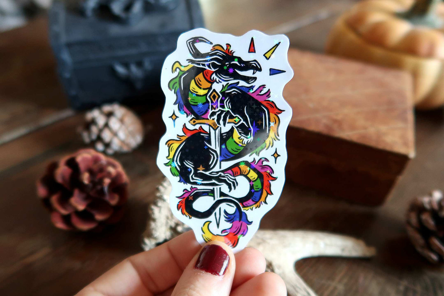 Sparkly pride dragons - stickers