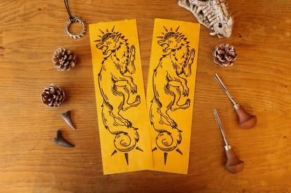 Sköll and Hati - Linocut print on Sun paper