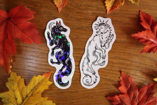 Sparkly skoll and hati - Stickers