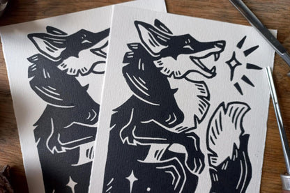 Star fox - Linocut print
