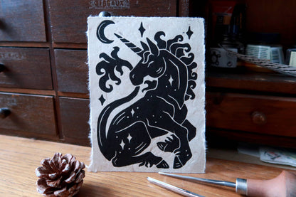 Star Unicorn -  Linocut print