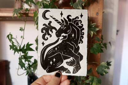 Star Unicorn -  Linocut print